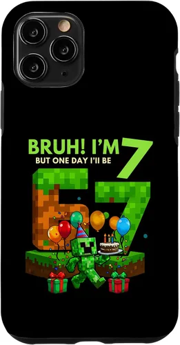 Vista 29 de Bruh I'm 7 But One-Day I'll Be 67 Retro 7th Birthday Kids Case for iPhone 17