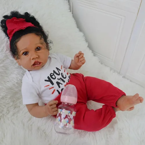 Vista 5 de KSBD Realistic Reborn Baby Doll Niña Negra – Muñeca Recién Nacida Afroamericana Realista de 20 Pulgadas con Cuerpo Suave Conjunto de Regalo
