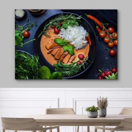 Vista 3 de wall26 Lienzo impreso para pared, pimienta picante, tomate, arroz, curry indio, comida y cocina, fotografía, realismo, decorativo, escénico