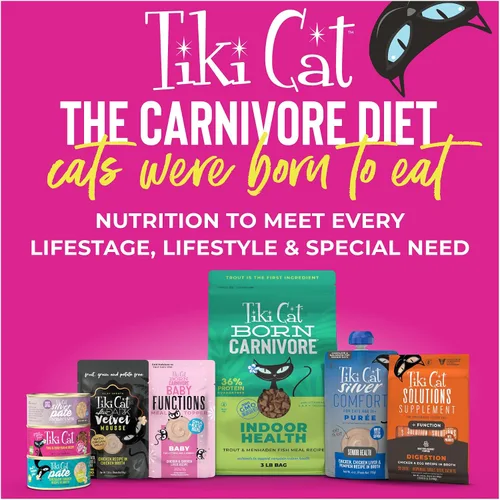 Vista 12 de Tiki Cat Aloha Friends Alimento húmedo y sin cereales para gatos de todas las edades, recetas de pollo con calabaza, sobres de 2.5 onzas