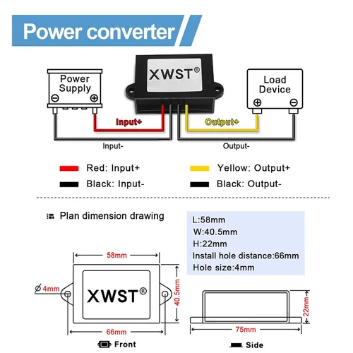 Vista 4 de Estabilizador de CC CC 9V-36V a 12V Boost Buck Convertidor 2A 24W Regulador de voltaje automático impermeable Módulo transformador de 12 V voltios