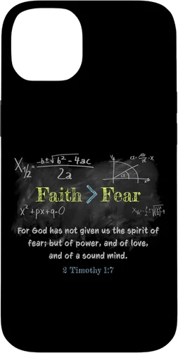 Vista 15 de Faith > Fear 2 Timothy 1:7 Christian Verse Math Equation Case for iPhone 17