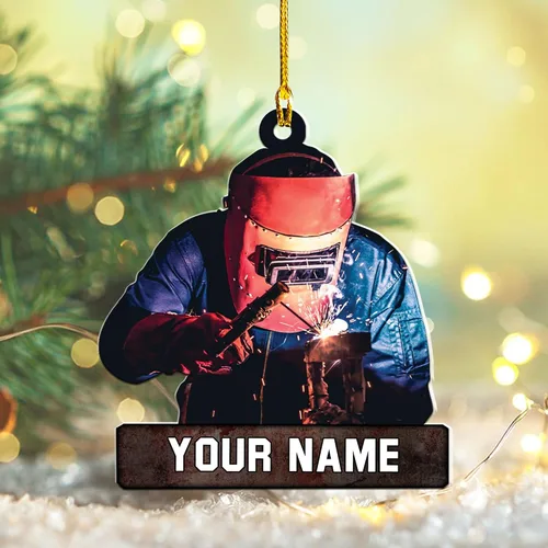 Vista 12 de Adornos de soldador personalizados, adorno de árbol de Navidad con nombre personalizado, regalo perfecto para soldador