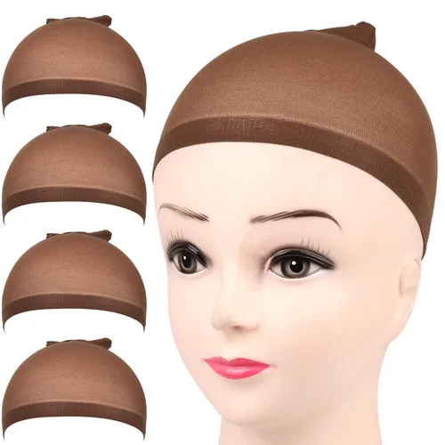 Vista 10 de Fandamei Gorra de peluca HD, gorras de peluca ultrafinas de color marrón oscuro, 4 gorras de peluca de nailon súper finas para mujer, elásticas