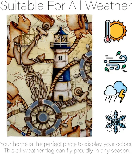 Vista 6 de Bandera náutica costera de Sailor Sea Shells al aire libre, decoración del océano de verano, pancarta pequeña para jardín, patio, regalo de doble