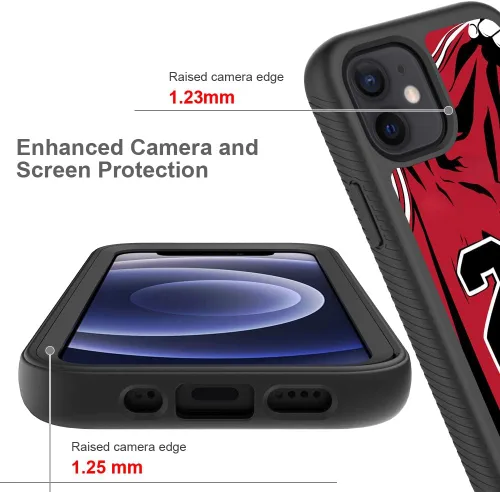 Vista 2 de Basketball King 23, diseño de jersey rojo, compatible con iPhone 11, funda de lujo a prueba de golpes, funda resistente de doble capa de TPU suave +