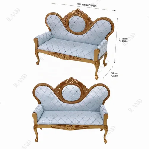 Vista 9 de iLAND Juego de muebles de casa de muñecas victoriana, muebles y accesorios para casa de muñecas, sofá de casa de muñecas en miniatura con accesorios