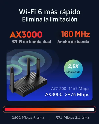 Vista 2 de Cudy AX3000 Router Wi-Fi 6, 4 puertos GbE, soporte de malla y aplicaciones, WR3000 V2.0