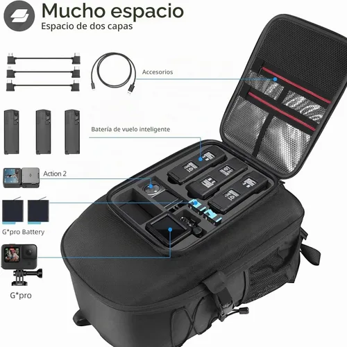 Vista 3 de Smatree Mochila profesional para DJI Air 3 Negro - Para DJI Air 3