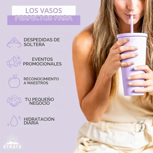 Vista 5 de Vasos con tapas de 22 oz de acrílico de color para llevar de viaje, tazas de viaje con tapas y pajitas