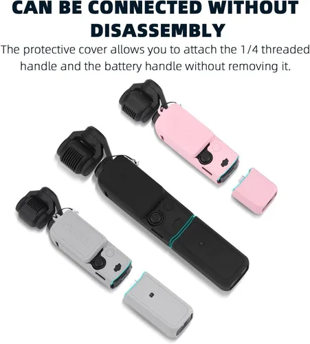 Vista 8 de BRDRC Funda de silicona Pocket 3, funda protectora con protector de lentes, funda antiarañazos compatible con DJI OSMO Pocket 3 Combo para creadores
