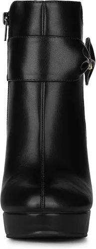 Vista 4 de Allegra K Botines de tacón alto con plataforma y decoración de lazo para mujer