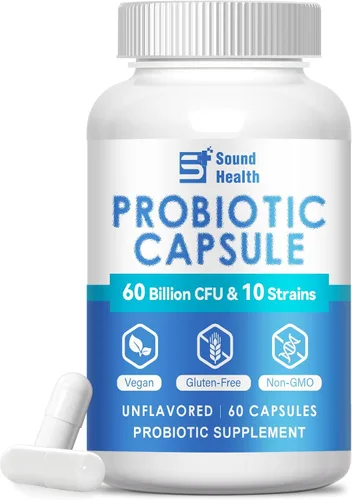 Vista 8 de Probióticos 60 mil millones de UFC, 10 cepas, apoya la digestión y el sistema inmunológico Sin OMG, sin gluten, 60 cápsulas