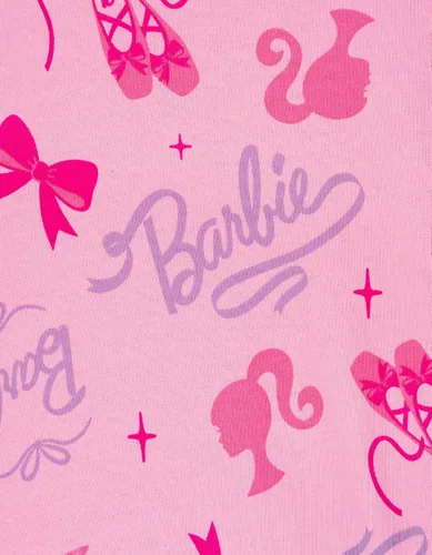 Vista 2 de Barbie Vestido de French Terry para niñas de bebé a niña grande Barbie Rosa degradado