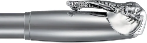 Vista 5 de Fuliwen - Pluma estilográfica personalizada de punta media, cuerpo de acero inoxidable plateado, patrón de elefante, regalo personalizado con bolsa