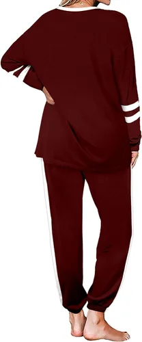Vista 102 de Aloodor conjunto deportivo de 2 piezas para mujer, con sudadera con cuello redondo, sin botones