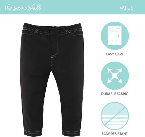 Vista 5 de The Peanutshell Jeggings de bebé para niños y niñas, mezclilla elástica súper suave, unisex, paquete de 4
