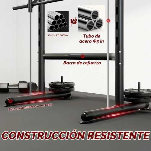 Vista 6 de Soozier Squat Rack with Pull Up Bar Adjustable Power Black