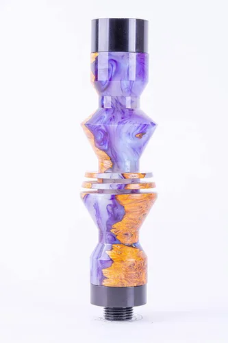 Vista 2 de B2 Hookah Precious Cut Collection - Ópalo morado y madera de freso estabilizada incluye jarrón a juego