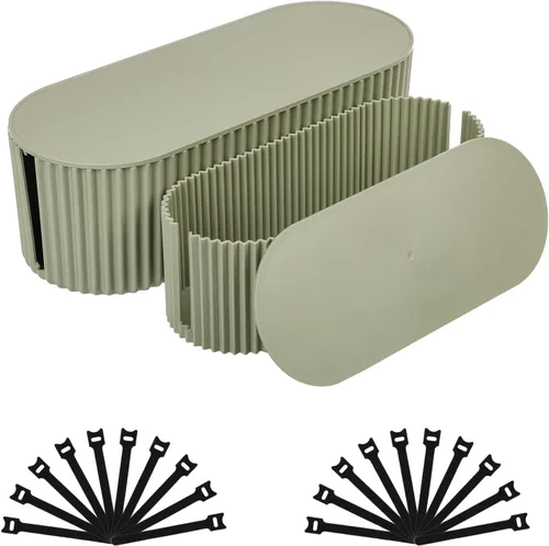 Vista 9 de FABROK Caja de organización de cables, caja organizadora de cables con 10 bridas para cables, almacenamiento de regleta de alimentación para ocultar