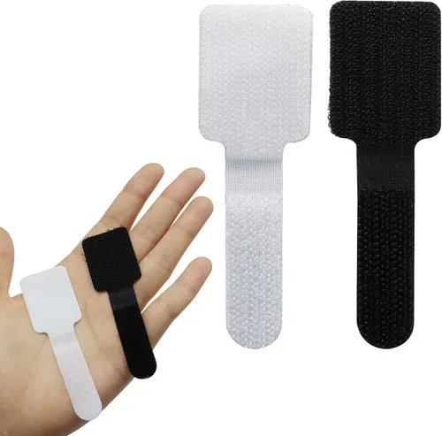 Vista 6 de 80 bridas de gancho y bucle, correas autoadhesivas de gancho y bucle, organizador de cables con parte trasera adhesiva, soporte ajustable
