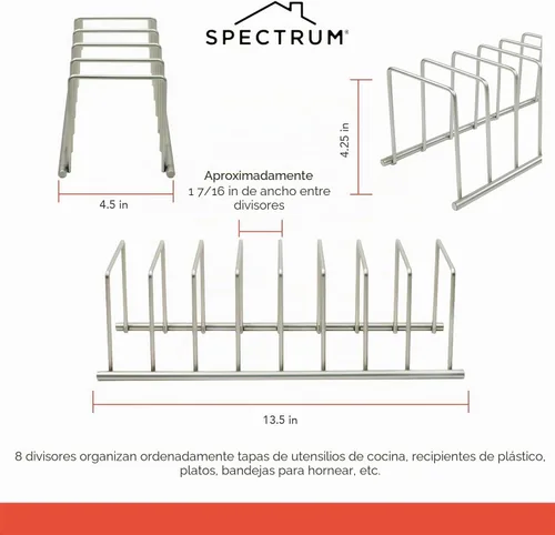 Vista 5 de Organizador de cocina Spectrum Diversified, Metal, Níquel Satinado, Total 1