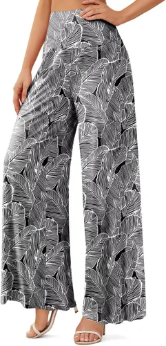 Vista 2 de JZC Pantalones de descanso estilo palazzo para mujer, elásticos, de pierna ancha, informales, cómodos, de tiro alto, holgados, tallas S - 3XL