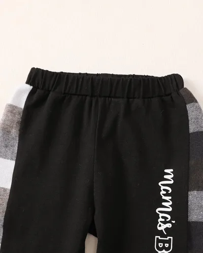 Vista 6 de Conjunto de ropa para bebé y niño, a cuadros, manga larga, sudadera con capucha y pantalones para otoño e invierno