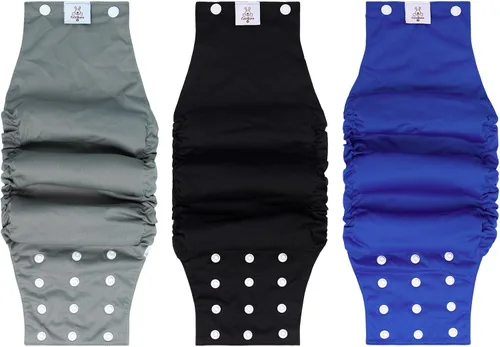Vista 9 de CuteBone - Pañales lavables para perro macho con broches, reutilizables, 3 unidades por paquete, banda para la barriga para perros machos