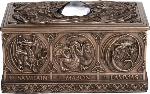 Vista 3 de Veronese Design Dragons of The Sabbats - Caja de tarrot con acabado de bronce místico