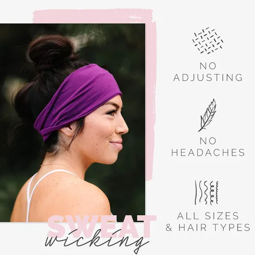 Vista 118 de Maven Thread 4" Wide Workout Headbands for Women – Non-Slip Sweatbands for Gym, Running & Yoga