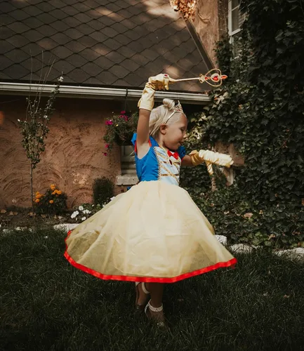 Vista 7 de Disfraz de princesa para niñas pequeñas, cintura elástica, disfraz de Halloween, vestido elegante de cumpleaños con accesorios
