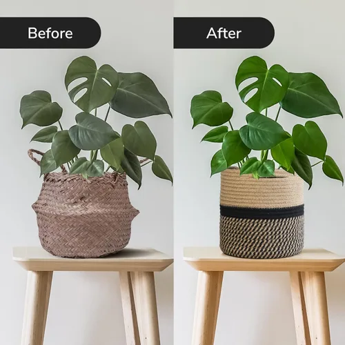 Vista 3 de TIMEYARD – Cesta para plantas de cuerda de yute resistente, tejida con diseño moderno para maceteros de interior de hasta 7.5 pulgadas, cesta