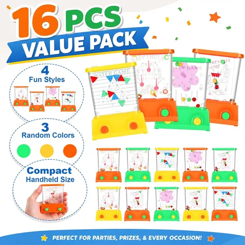 Vista 4 de Zhanmai Juego de agua de mano, 16 unidades, mesas de agua para lanzar anillos de agua para playa, juguete de fiesta, entretenimiento divertido, sin