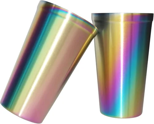 Vista 2 de Youda Vasos aislados de acero inoxidable de doble pared (juego de 2) apilables, taza de café/taza de té/vasos de cerveza enfriadores, ideales