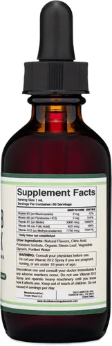 Vista 2 de Double Wood Supplements Complejo líquido de vitamina B, suministro para 2 meses, absorción máxima, B3, B6, B7 (biotina), B9 y vitamina B12, sabor a