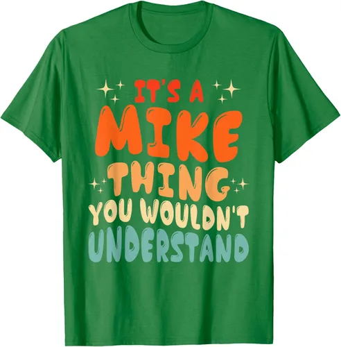Vista 4 de Camiseta retro de los años 80 con texto en inglés "It's A Mike Thing You Wouldn't Understand", Negro
