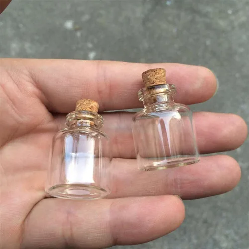 Vista 6 de 12 botellas de corcho de vidrio transparente de 0.1 fl oz, frascos de vidrio, frascos de almacenamiento vacíos, botellas de deseos decorativas