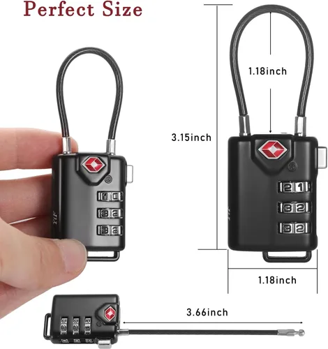 Vista 3 de 2 cerraduras TSA para equipaje, cerradura de combinación pequeña, cerraduras de equipaje aprobadas por la TSA, para cerradura de casillero, maleta