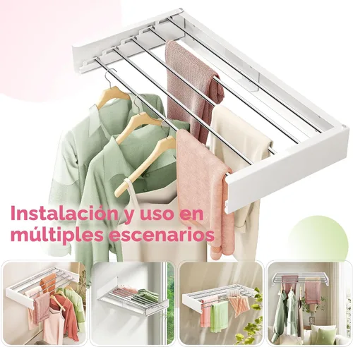 Vista 6 de ZdwCyl - Tendedero plegable para colgar en la pared, 32 pulgadas