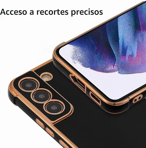Vista 2 de RALEAVO para Samsung Galaxy S21 5G Funda de teléfono con borde chapado de lujo, cubierta delgada ligera brillante con brillo, cubierta protectora
