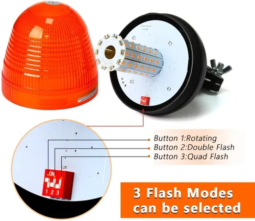 Vista 4 de 60 luces LED intermitentes ámbar intermitentes, lámpara estroboscópica de montaje flexible con soporte de enchufe, luz de advertencia de emergencia