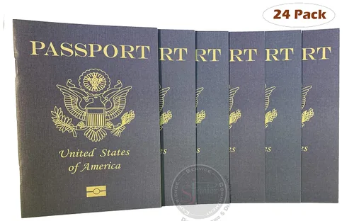 Vista 2 de Pasaportes en blanco de imitación, para proyectos escolares, recuerdos de fiestas, juguete de avión, diario de viajes, geografía, estudio social