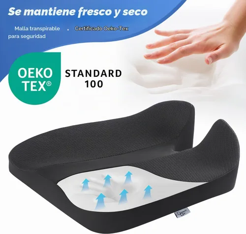Vista 5 de Memory Foam Car Seat Cushion for Driving for Good View & Sciatica Relief Black