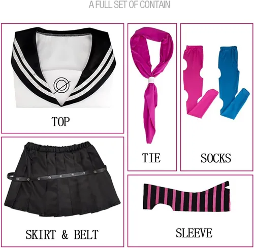 Vista 4 de Tokisaki Falda plisada de anime Ibuki Mioda para uniforme de cosplay, disfraz de mujer y niña, disfraz de carnaval de Halloween
