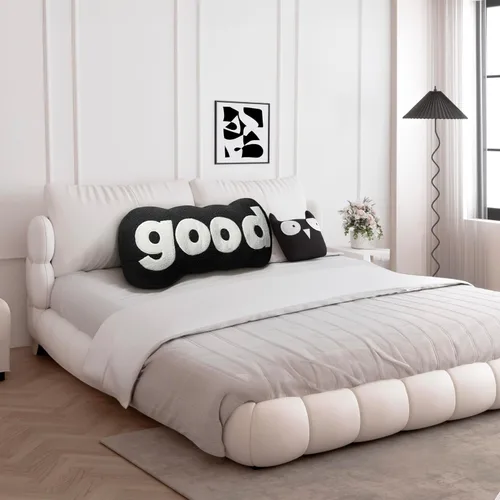Vista 8 de Johnear Almohada de cabecera negra de felpa para lectura, almohada de apoyo para la espalda, almohada para cama sentada, sofá cama para adultos