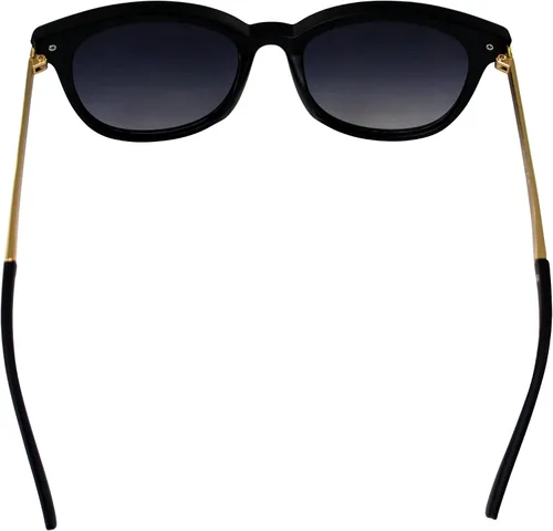 Vista 4 de AlterImage Allure Fashion - Gafas de sol retro para mujer, montura negra, con patillas de metal de doble color y lentes degradadas ahumadas, negro