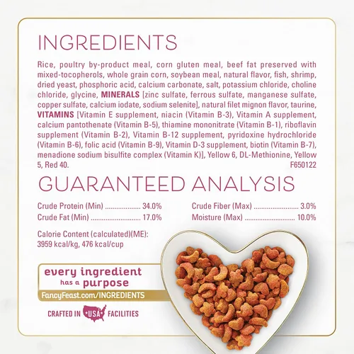 Vista 6 de Fancy Feast Purina - Alimento seco para gatos, sabor filet mignon con mariscos y camarones reales, comida gourmet para gatos con vitaminas