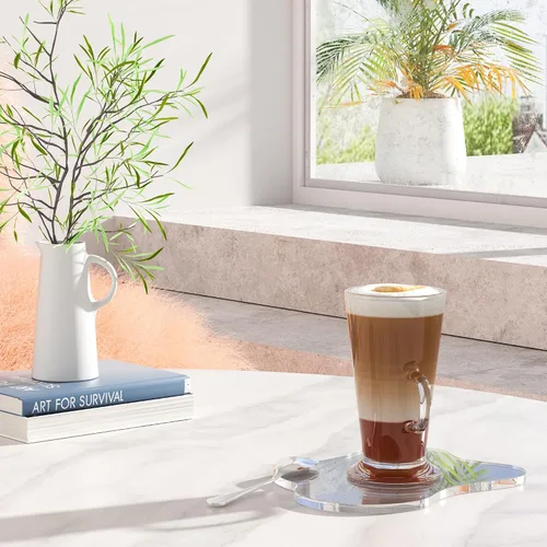 Vista 6 de Posavasos Decorativos de Acrílico, Posavasos Irregulares para Bar y Bebidas, Posavasos para Taza de Café con Forma de Nube Transparente, Perfecto