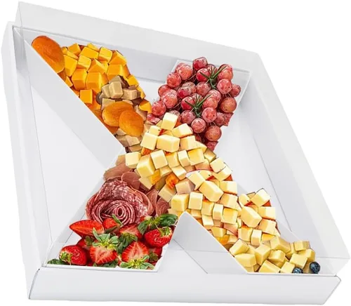 Vista 39 de Bandeja de papel rellenable de 12.5 pulgadas con números y letras de cartón, tablero de charcutería, bandeja para cupcakes dulces, caja decorativa